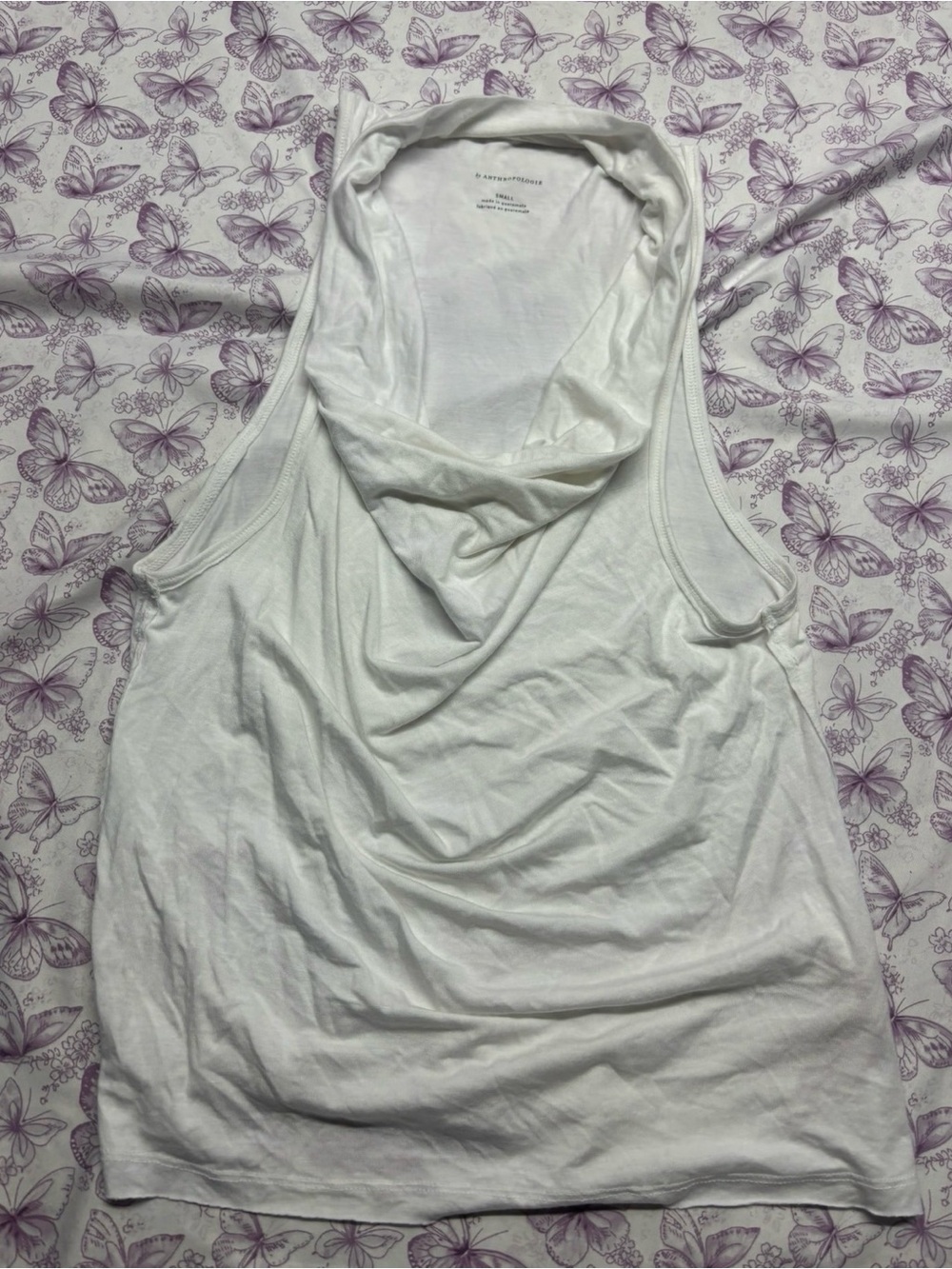 ⚛️Anthropologie White Draped Cowl Neck Tank